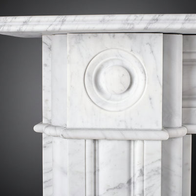 Georgian Double Slip Carrara Marble Fireplace