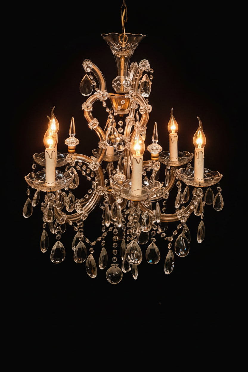 Vintage Marie Therese 6 Candle Crystal Chandelier