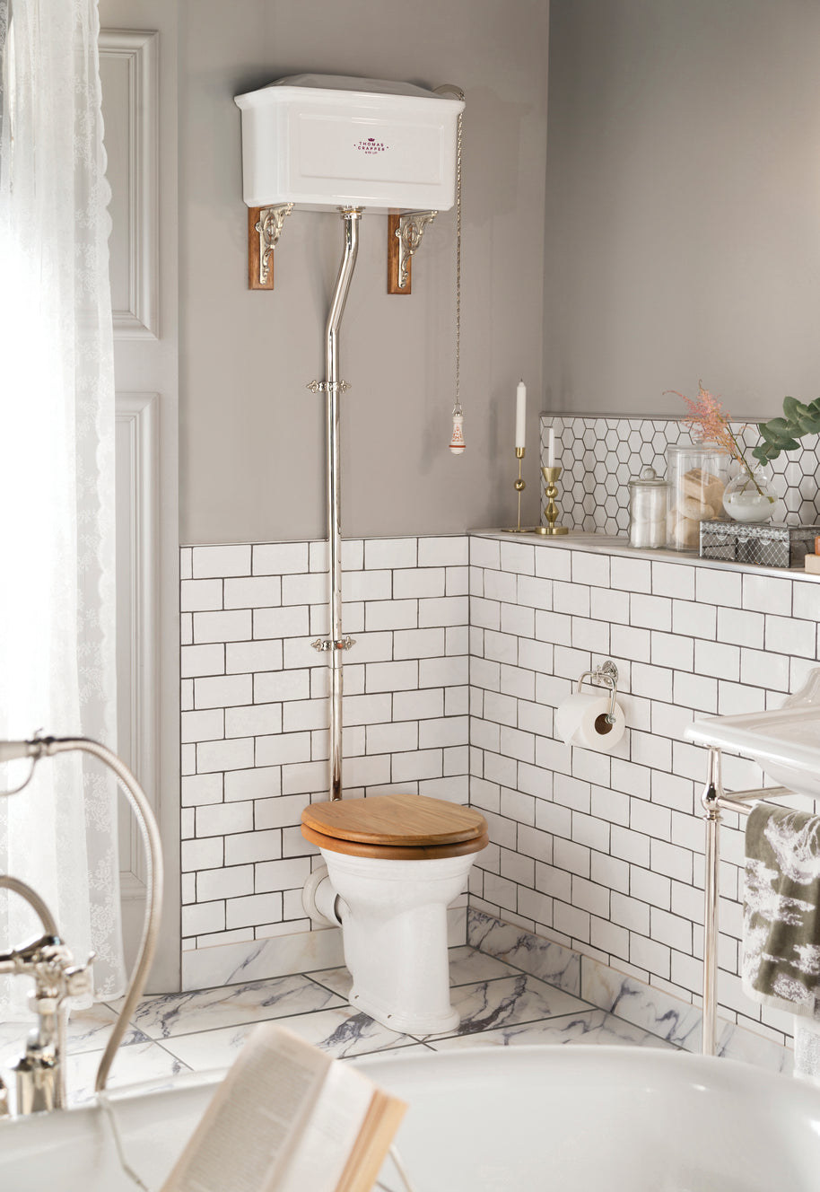 Complete High-level WC Set with Ceramic Cistern