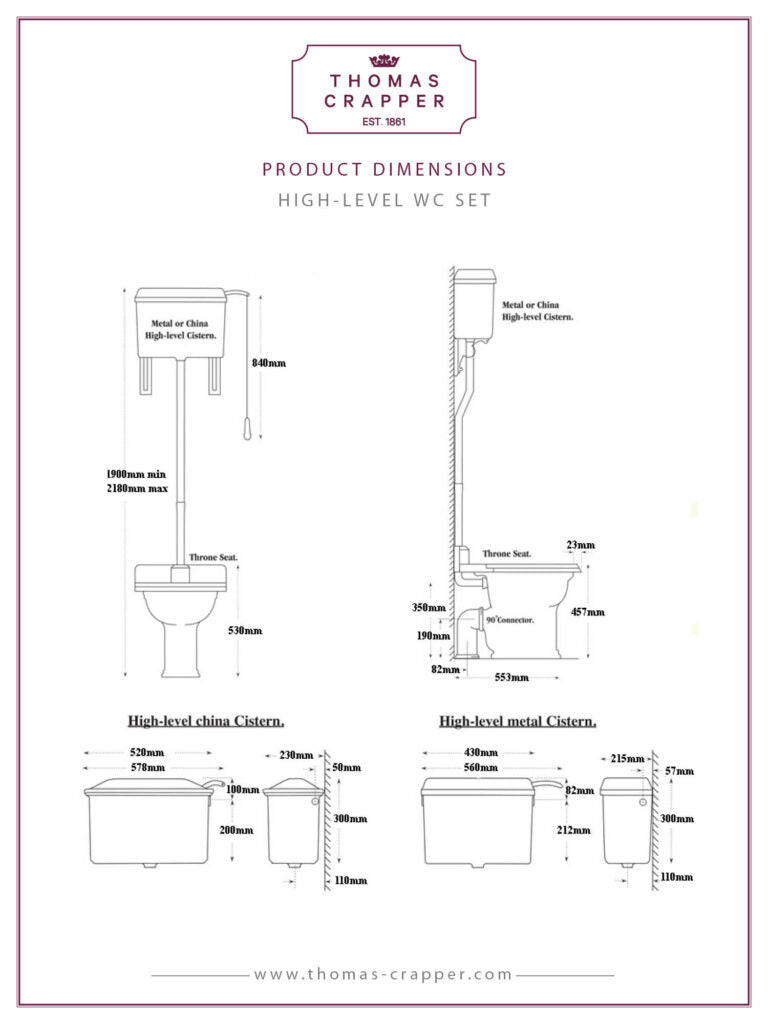 Complete High-level WC Set with Ceramic Cistern