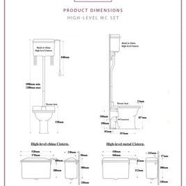 Complete High-level WC Set with Ceramic Cistern