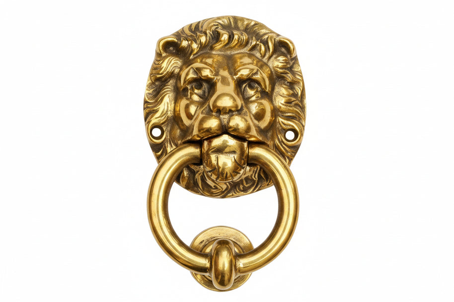 Solid Brass Lion with Ring Door Knocker