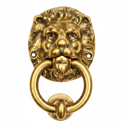 Solid Brass Lion with Ring Door Knocker