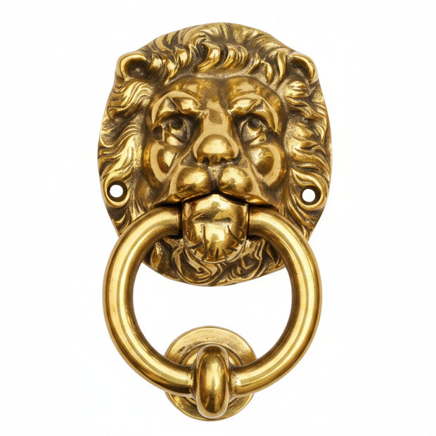 Solid Brass Lion with Ring Door Knocker