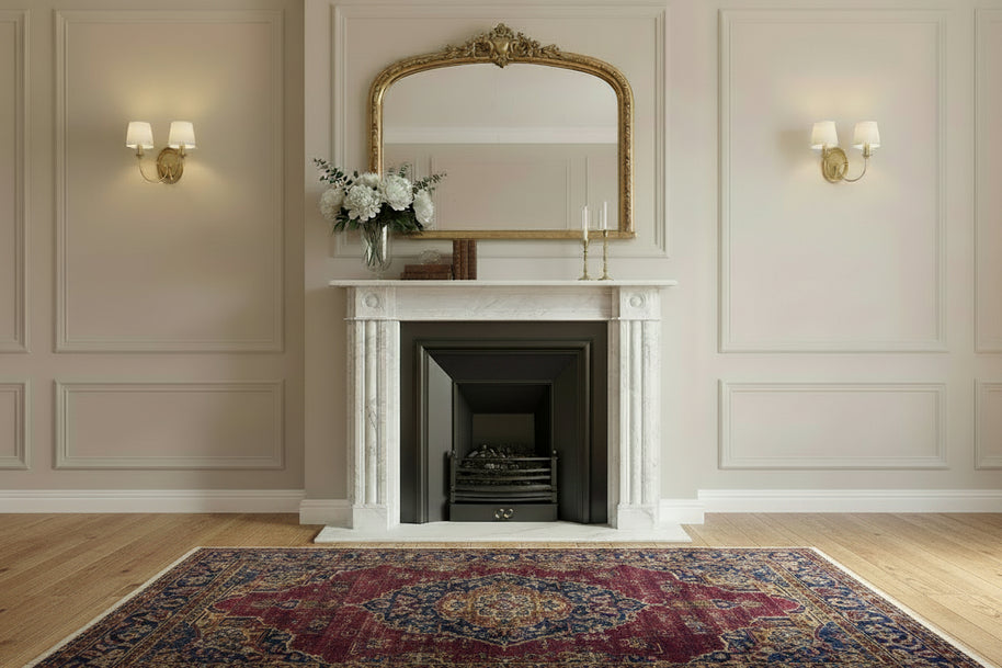 Georgian Double Slip Carrara Marble Fireplace