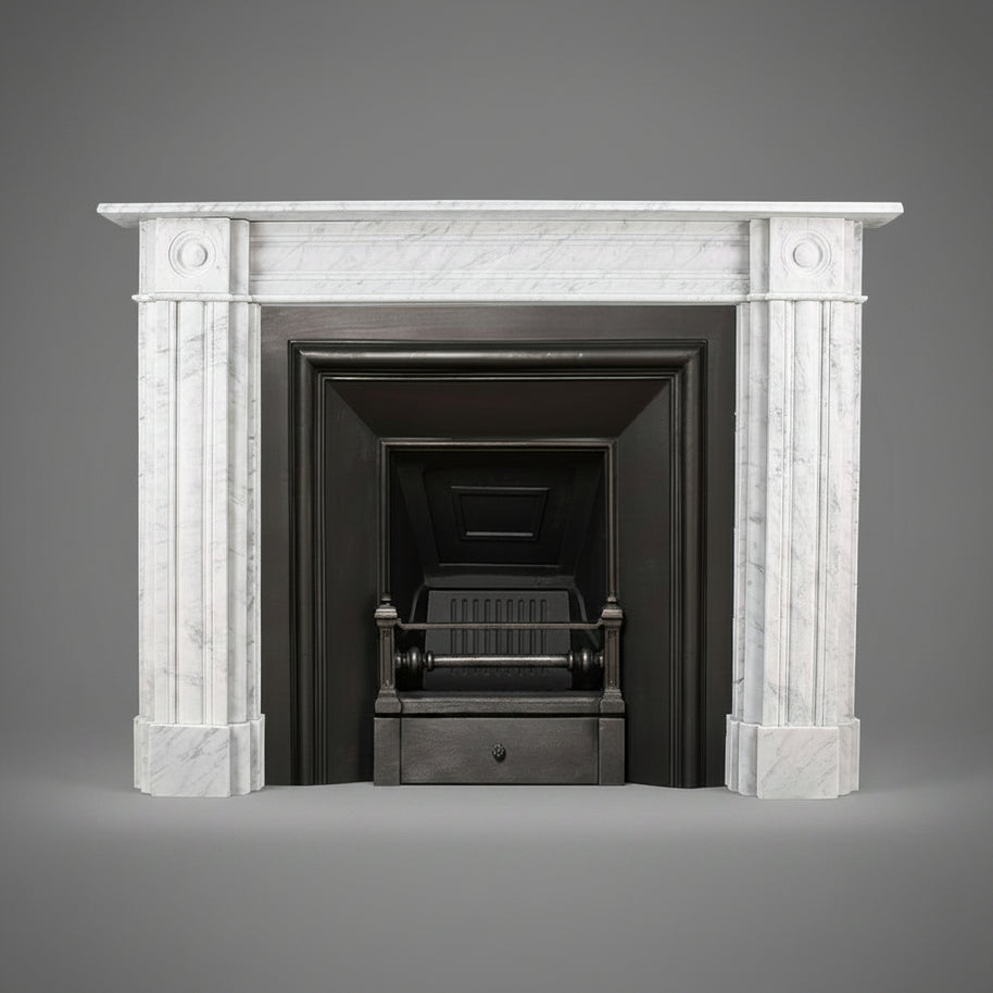 Georgian Double Slip Carrara Marble Fireplace