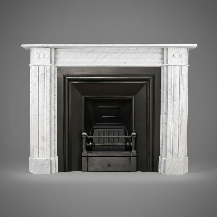 Georgian Double Slip Carrara Marble Fireplace