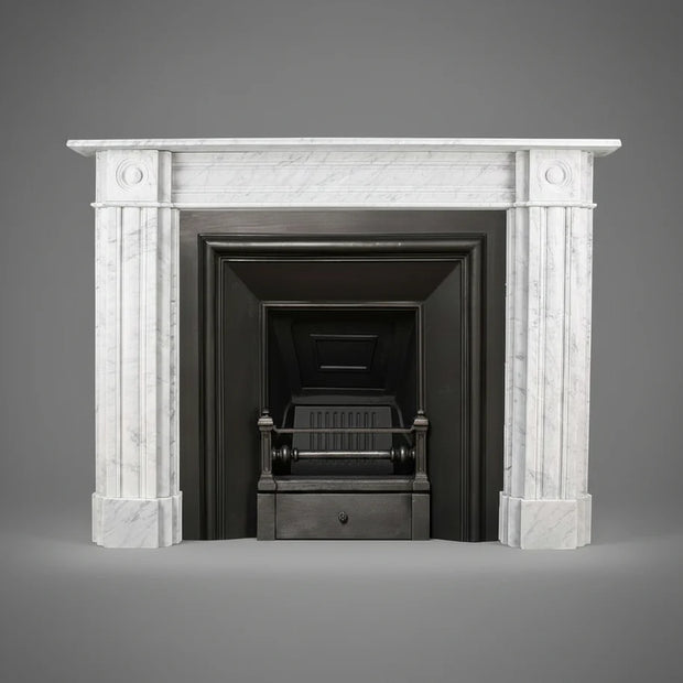 Georgian Double Slip Carrara Marble Fireplace