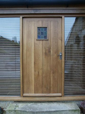 Cottage Planked Door & Frame with Side Light in Solid Oak
