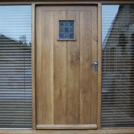 Cottage Planked Door & Frame with Side Light in Solid Oak