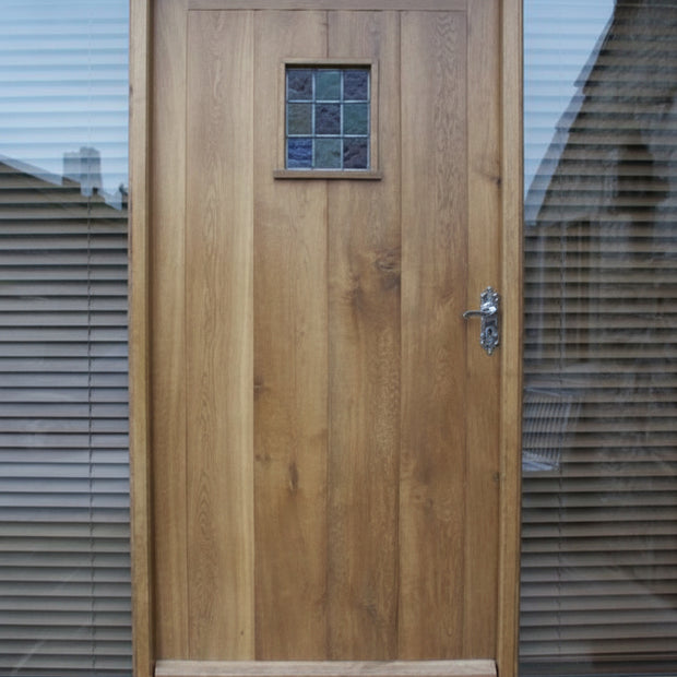 Cottage Planked Door & Frame with Side Light in Solid Oak