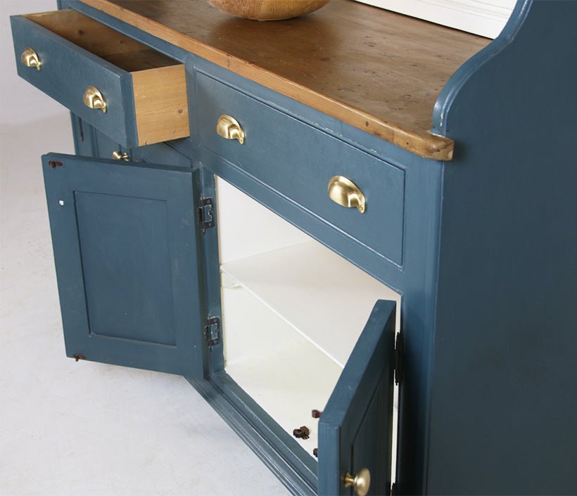 Stylish blue painted dresser with three shelves - Wilsons Yard