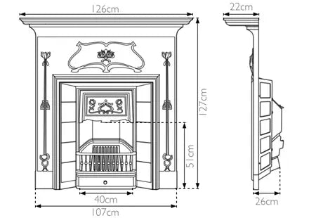 Verona Art Nouveau cast iron fireplace