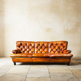 Three-Seater “Jupiter Tan Leather Sofa by Arne Norell Sweden