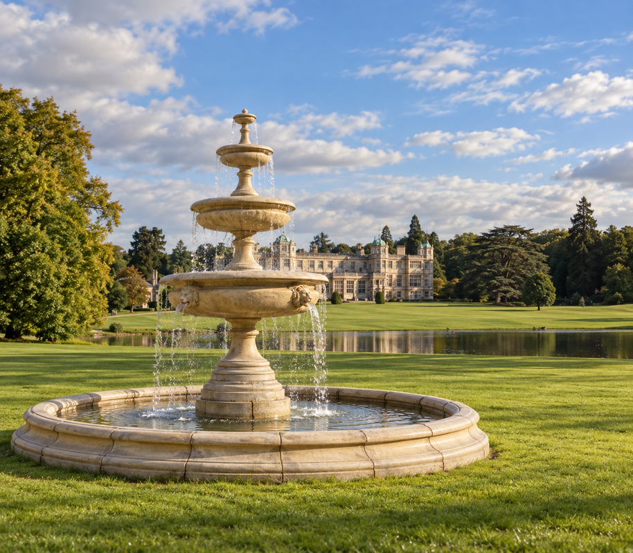 Stunning 3 Tier Georgian Chalice Water Fountain & 4.5 Pool Surround