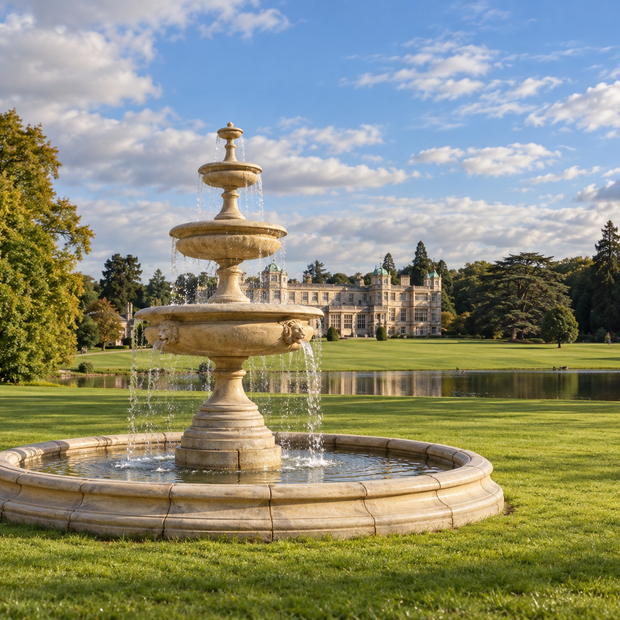 Stunning 3 Tier Georgian Chalice Water Fountain & 4.5 Pool Surround