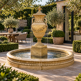 The Swedish Vase water feature with 2.2 pool surround