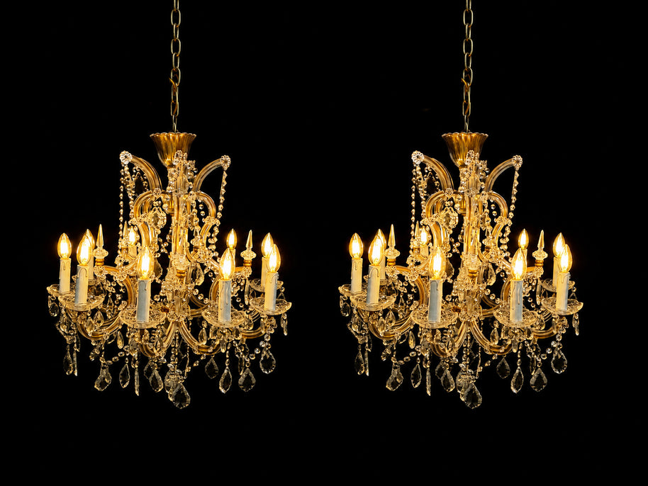 Vintage Pair of Marie Theresa Chandeliers