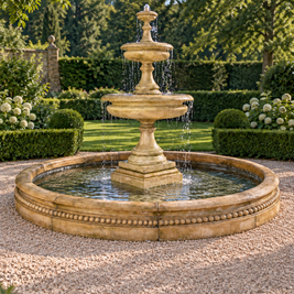 2 Tier Georgian Chalice Water Fountain 3.2m Pool Surround with underplinth