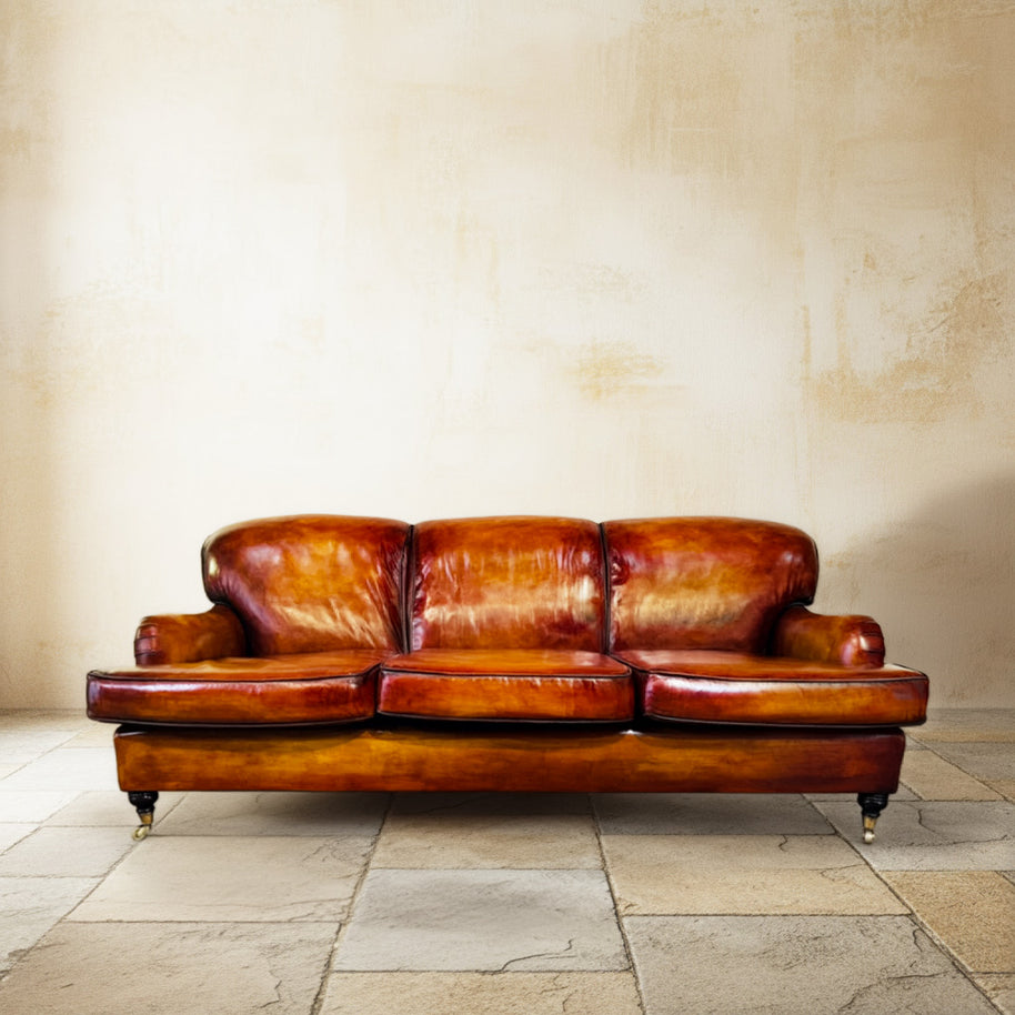Vintage Howard & Sons 3-seater leather sofa
