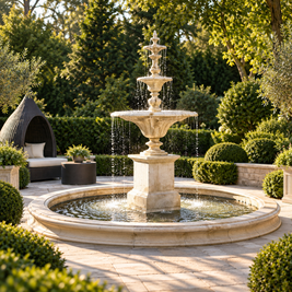 Decorative 3 Tier Victorian water fountain with 4.5m pool surround