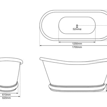 French Polished Copper Bateau Bath