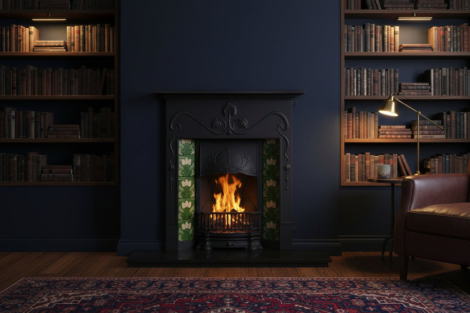 Valentine Art Nouveau cast iron fireplace