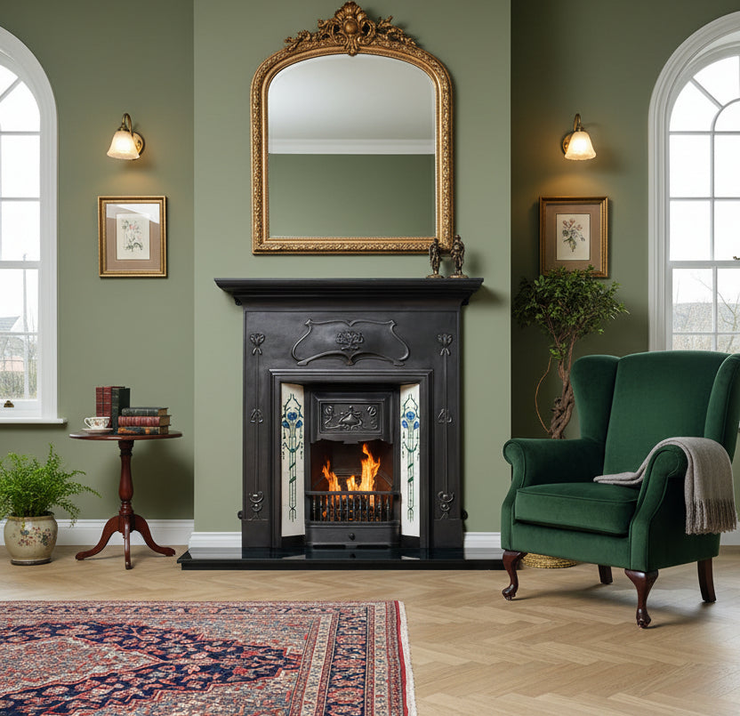 Verona Art Nouveau cast iron fireplace