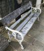 Original vintage wooden slotted park bench 