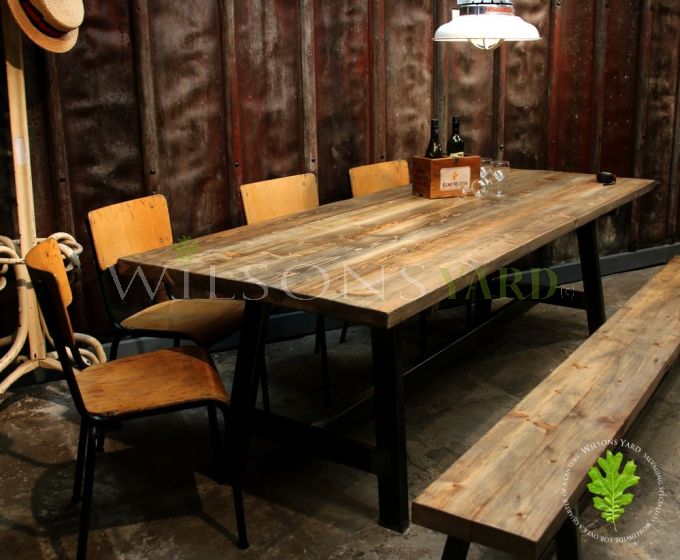 Industrial Style Table with Plank Top