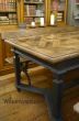 reclaimed parquet topped table