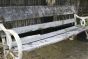 Original vintage wooden slotted park bench 