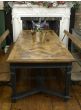 Restored parquet dining table