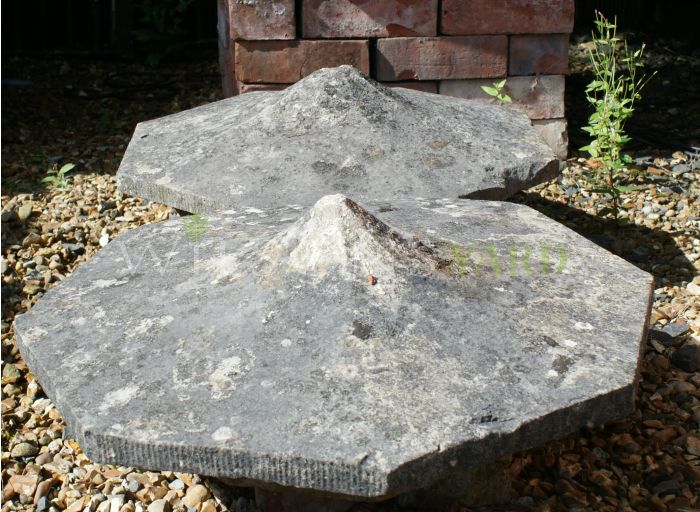 Pair of Pretty early 19th Century Irish Hexagonal Pillar Caps in Limestone