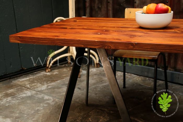 Industrial Style Table with Reclaimed Plank Top