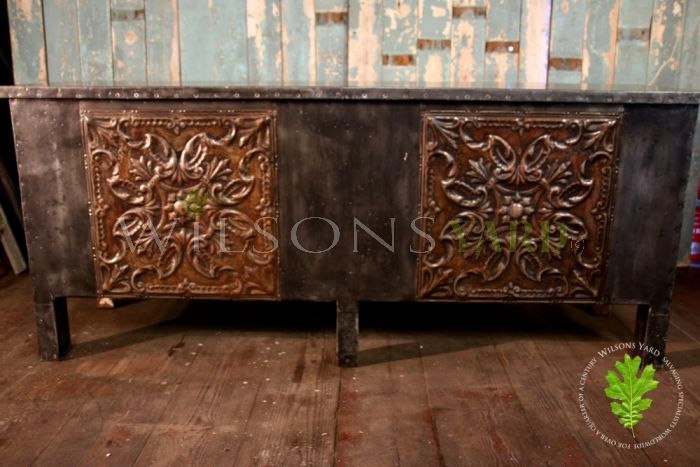 Zinc Paneled Bar Counter with Open Back