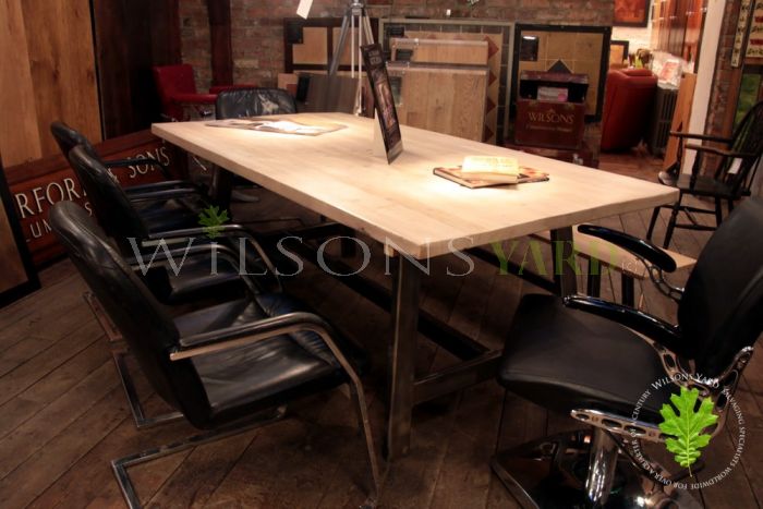 Industrial Style Kitchen/Dining Table with Reclaimed Bleached Top