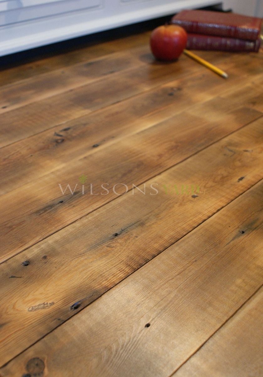 Reclaimed antique pine plank flooring