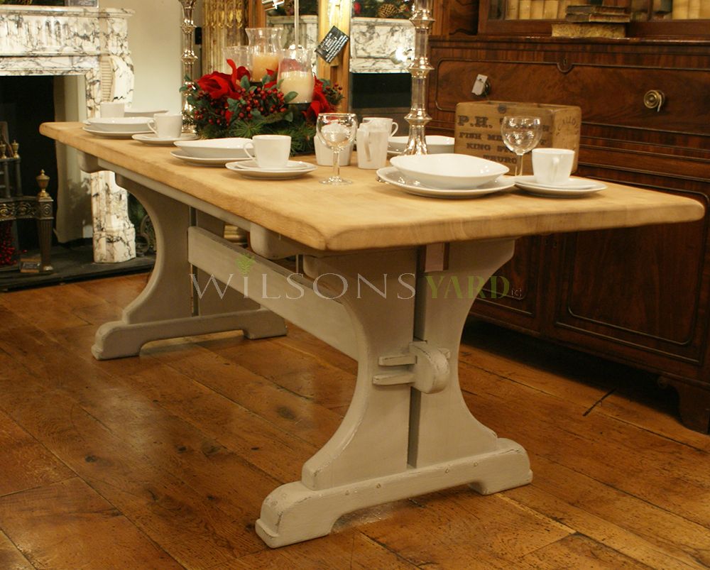 A Beautiful Vintage/Antique French Plank Top Table In Seasoned Oak