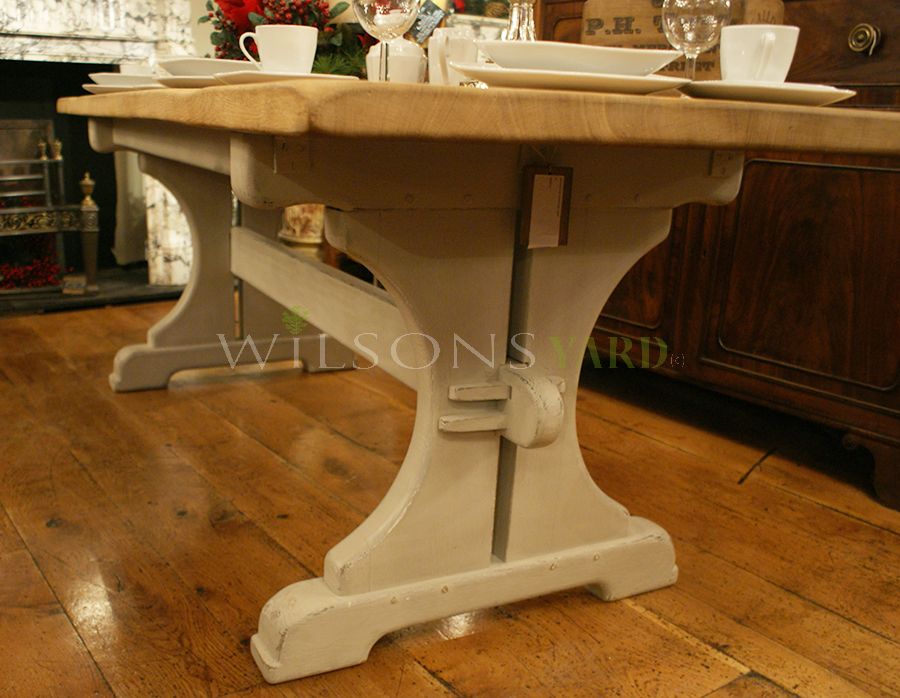 A Beautiful Vintage/Antique French Plank Top Table In Seasoned Oak