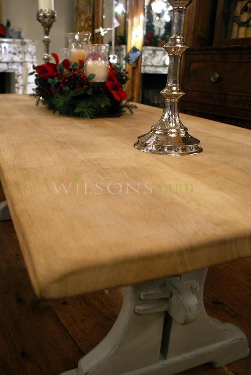 A Beautiful Vintage/Antique French Plank Top Table In Seasoned Oak