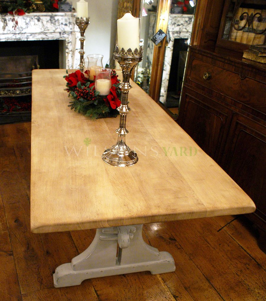A Beautiful Vintage/Antique French Plank Top Table In Seasoned Oak