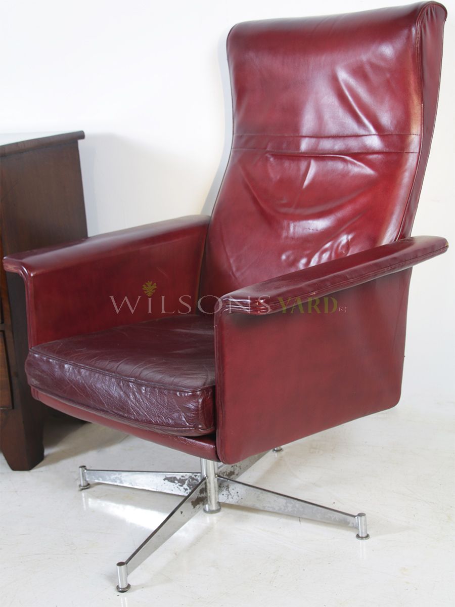 Stylish red leather swivel chair