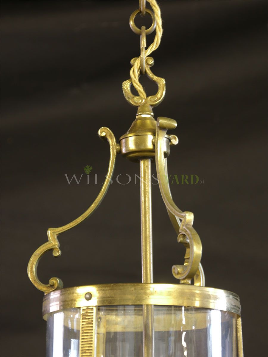 French gilded brass triple light hall lantern