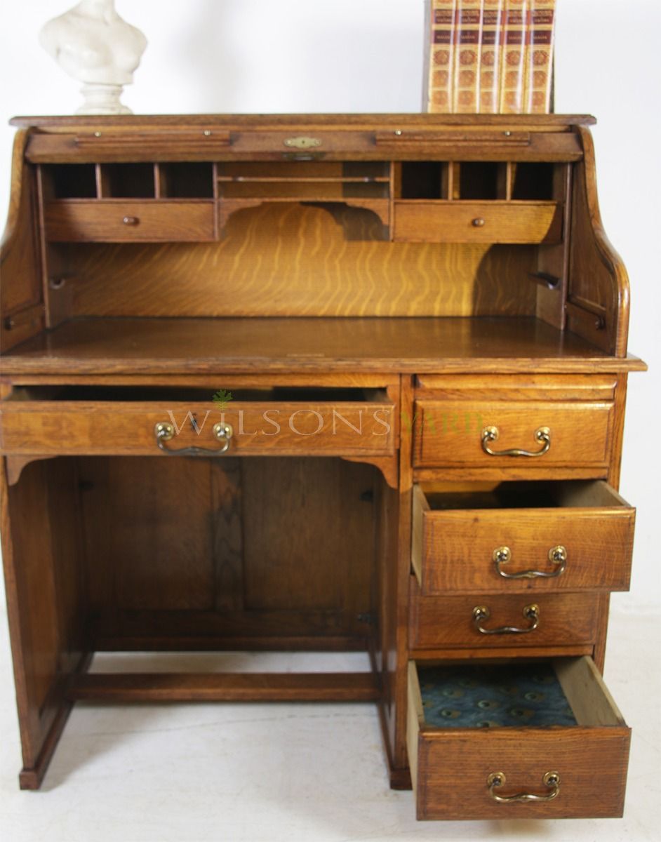 Restored vintage Oak roll top desk