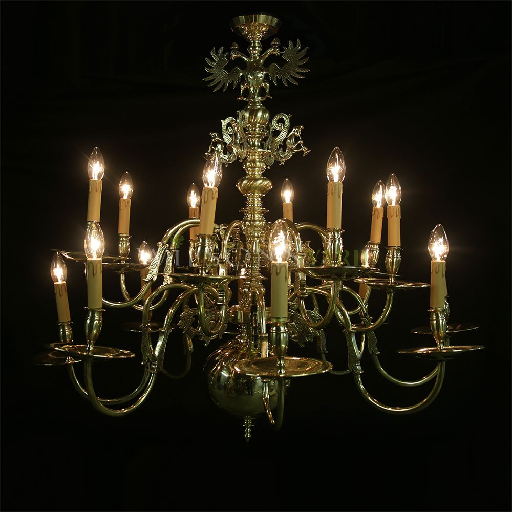Large 2 tier brass chandelier