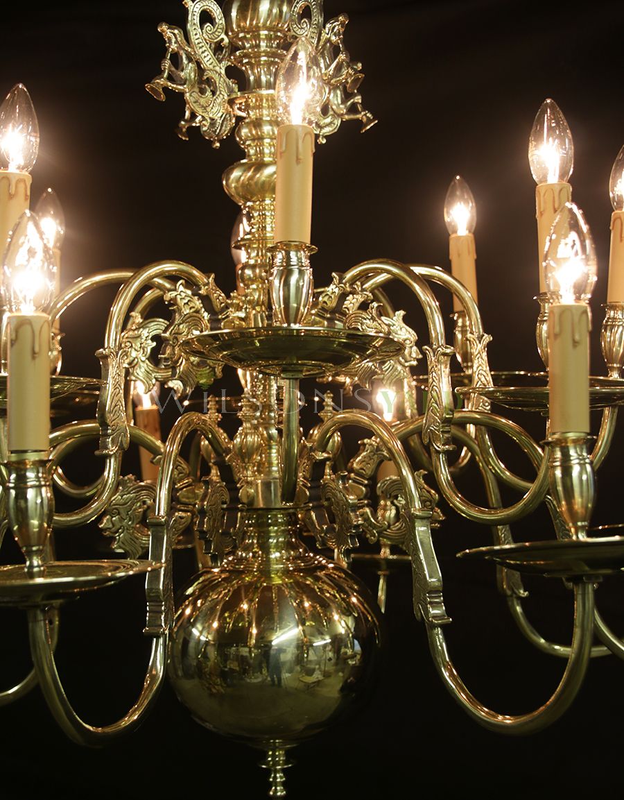 Large 2 tier brass chandelier