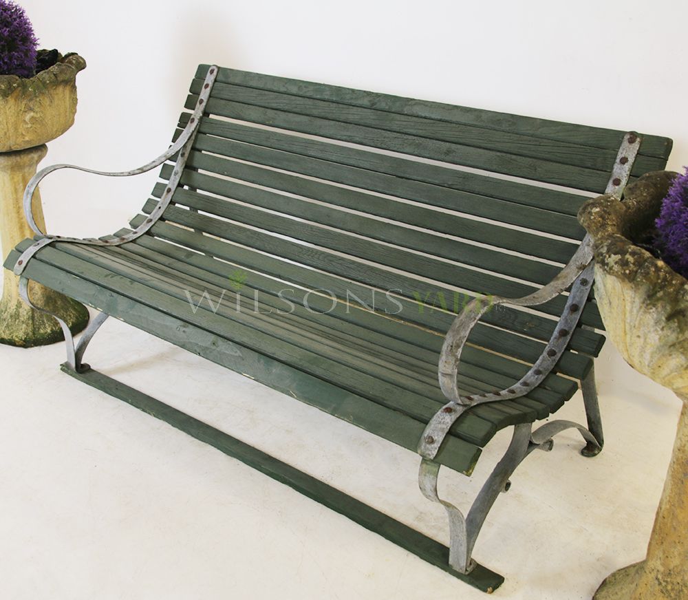 Slotted wooden garden bench
