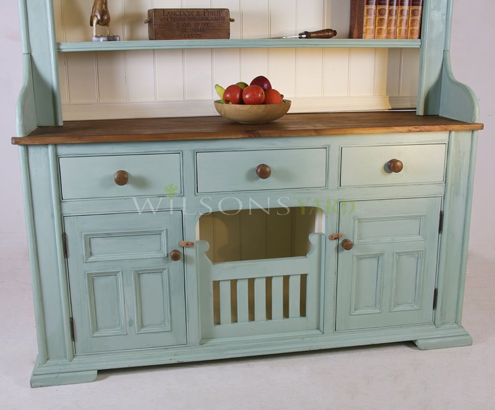 Fantastic light green painted kitchen dresser