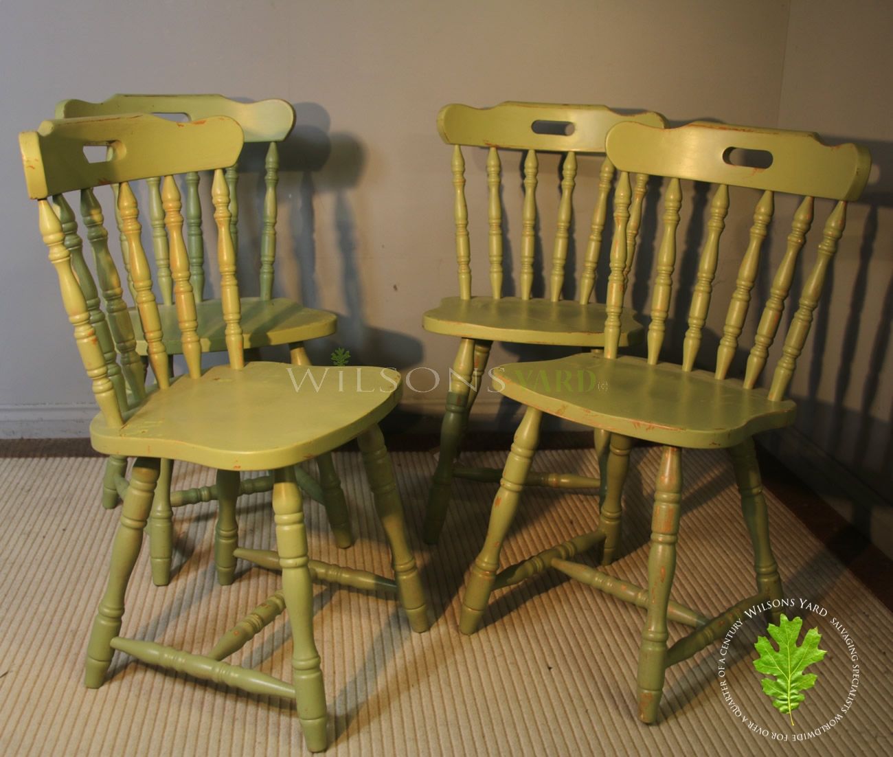 set of 4 painted distressed cottage kitchen chairs